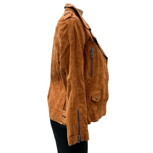BlankNYC Suede Moto Jacket Alder Brown‎ Adjustable Buckle Zipper Pocket Women S - Picture 6 of 16
